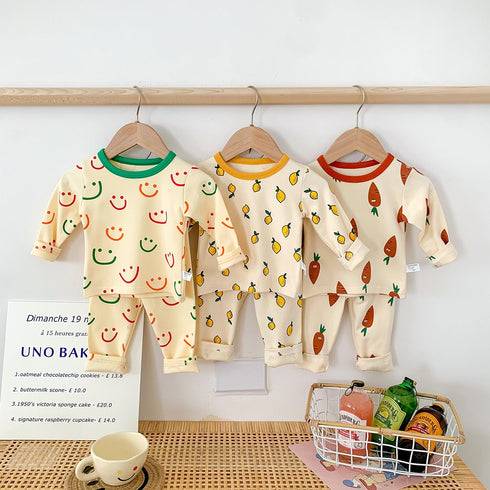 Printed Crewneck Home Wear Suit Cotton Underwear Two-Piece Set